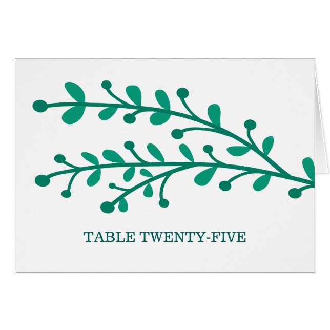 Green Simple Foliage Table Number (Front Horizontal)