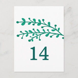 Green Simple Foliage Table Number Postcard