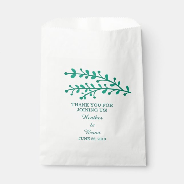 Green Simple Foliage Wedding Favour Bag (Front)