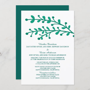 Green Simple Foliage Wedding Invite