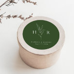 Green Simple Minimal Monogram Botanical Wedding Classic Round Sticker<br><div class="desc">Green Simple Minimal Monogram Botanical Wedding Classic Round Sticker  features your initials around a line drawing botanical,  along with a classically modern type layout.</div>