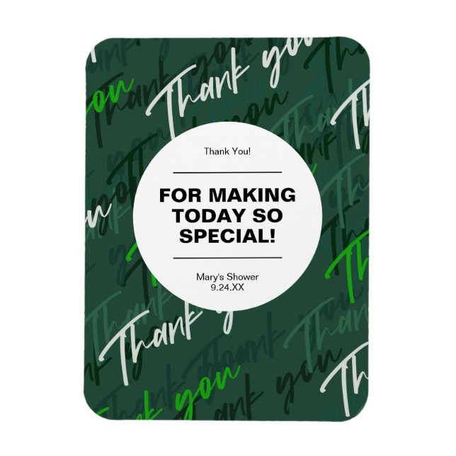Green Simple minimalist Flat Thank You Card Magnet (Vertical)