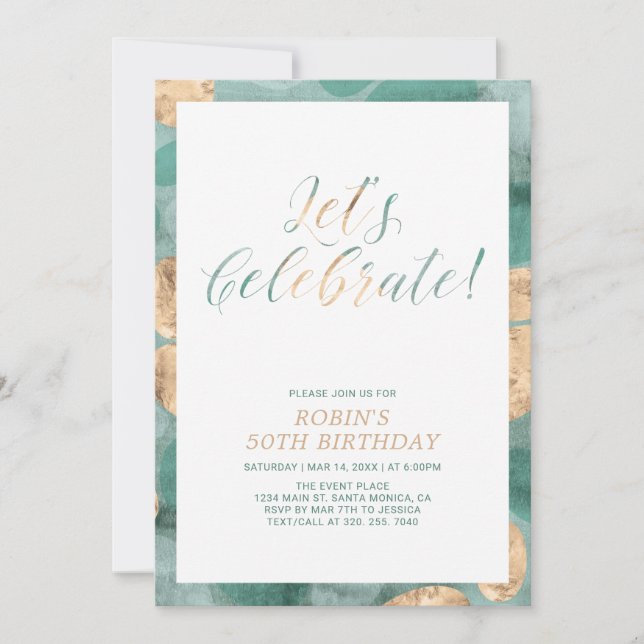 Green Simple Modern Pattern Adult Birthday Party Invitation (Front)