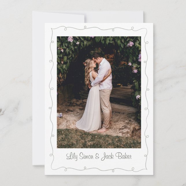 Green Simple Modern Photo Wedding Invitation (Front)