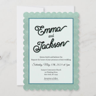 Green, Simple, Modern Wedding Invitation