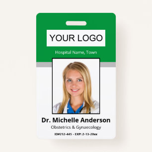 Green Simple Professional Employee Custom Photo ID Badge