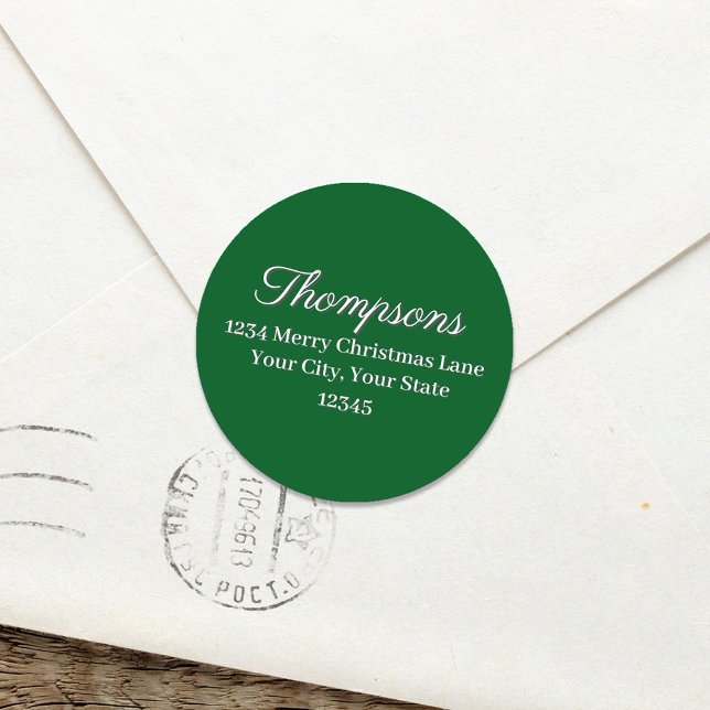 Green Simple Return Address Label (Green stylish calligraphy script return address label.)