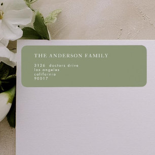 Green Simple Sage White Modern Return Address Return Address Label