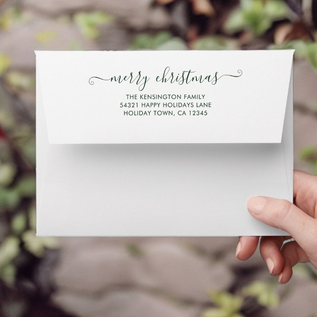 Green Simple Script Merry Christmas Return Address Envelope (Green Simple Script Merry Christmas Return Address Envelope)