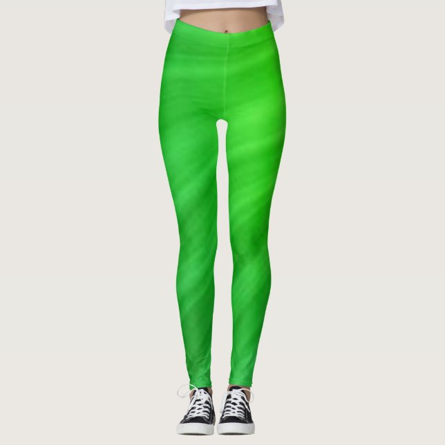 Green Simple Solid Leggings (Front)