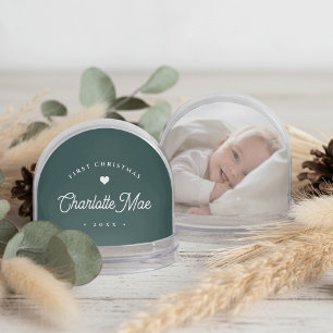 Green   Simple & Sweet First Christmas Baby Photo Snowglobe