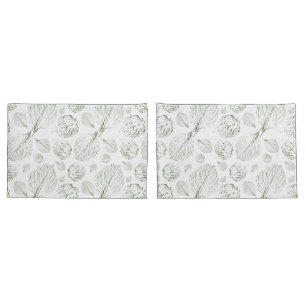 Green Simple textured leaves pattern Modern Pillowcase