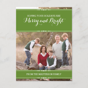 Green Simply Chic Holiday Photo Postcard