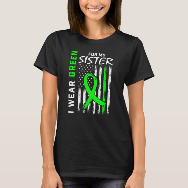 Green Sister Kidney Disease Cerebral Palsy Awarene T-Shirt (Front)