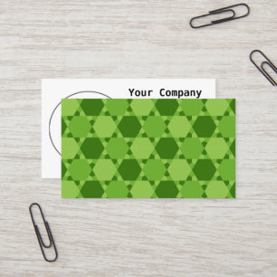 Green Six Pointed Star Optical Illusion Pattern Business Card