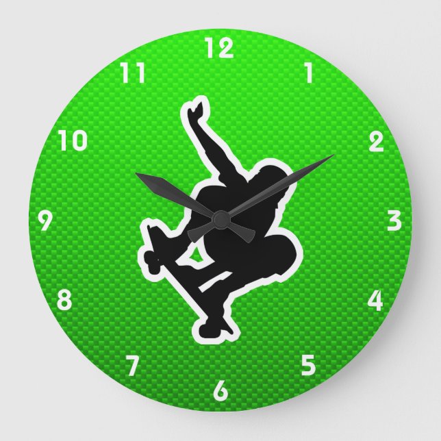 Green Skateboarding Large Clock (Front)