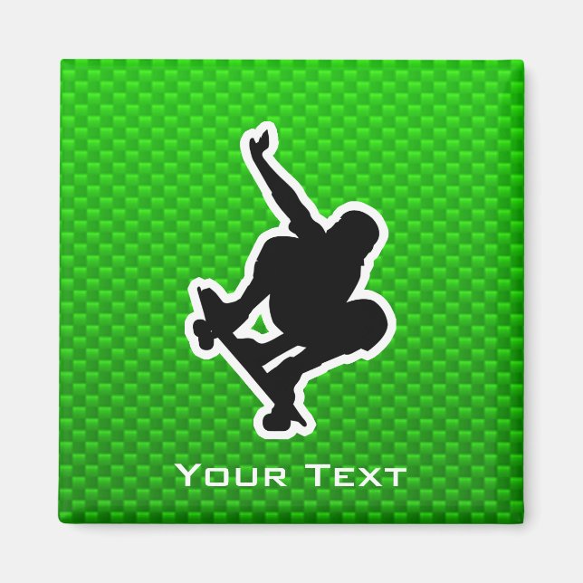 Green Skateboarding Magnet (Front)