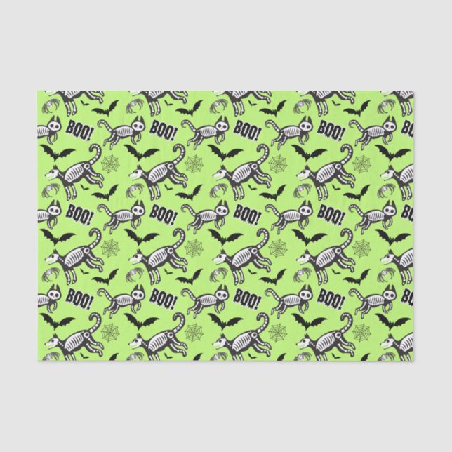 Green Skeleton Animals Tissue Paper (Front)