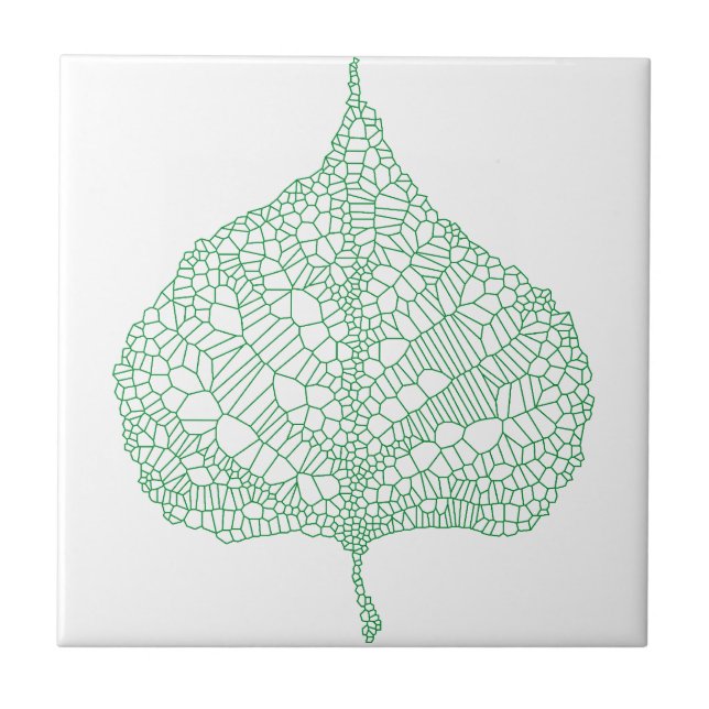Green skeleton vein leaf drawing tile (Front)