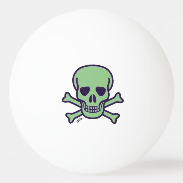 Green Skull 1 star ping pong ball (Front)