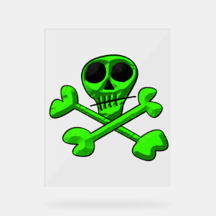 green skull acrylic sign
