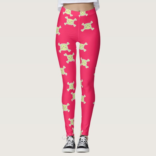 green skull and bones leggings (Front)