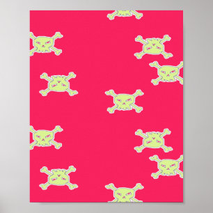 green skull and bones poster