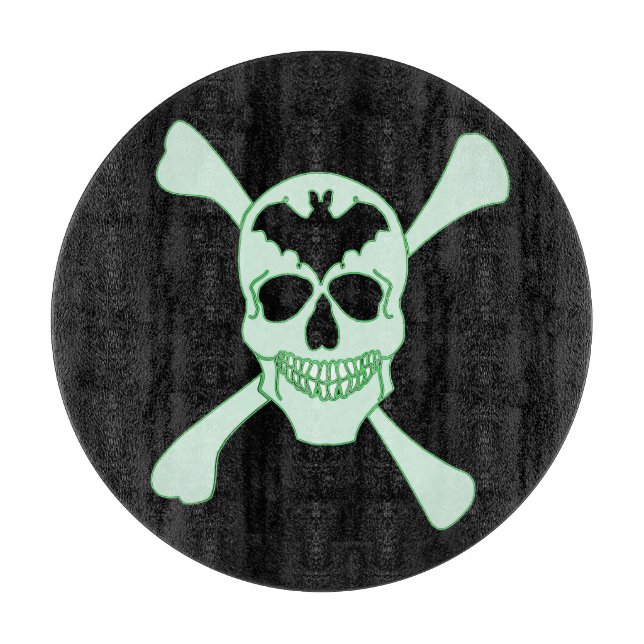 Green Skull And Crossbones Cutting Board (Front)