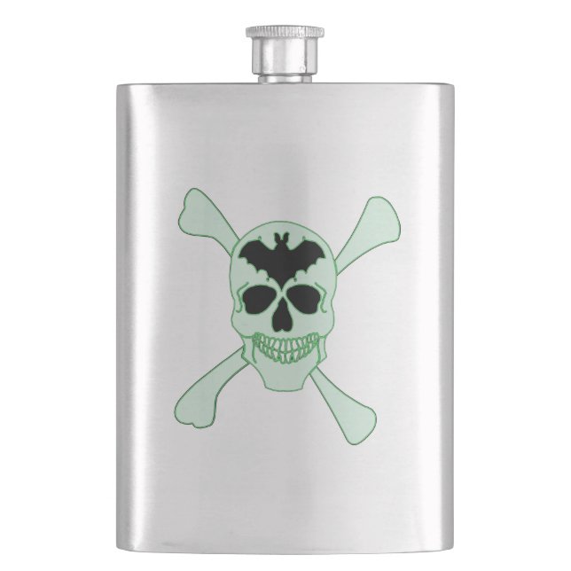 Green Skull And Crossbones Flask (Front)