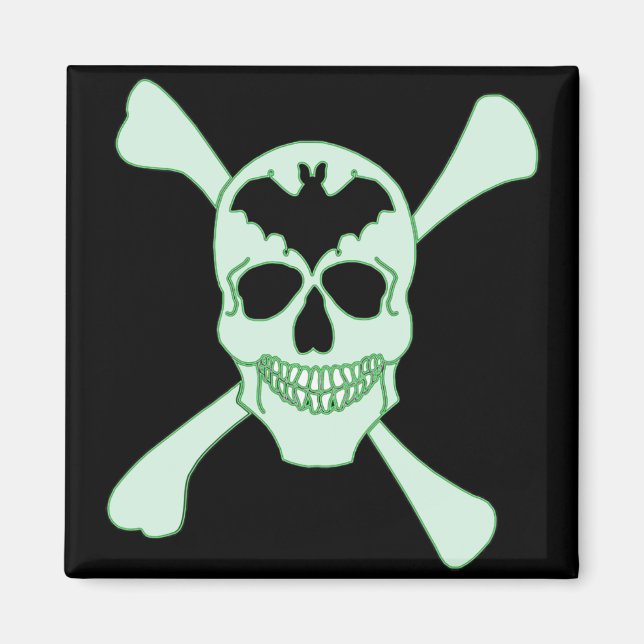 Green Skull And Crossbones Magnet (Front)