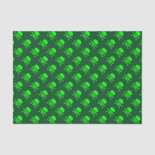 Green Skull and Crossbones Pattern Tissue Paper