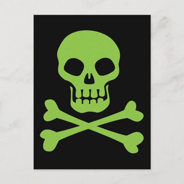 Green Skull and Crossbones Postcard (Front)