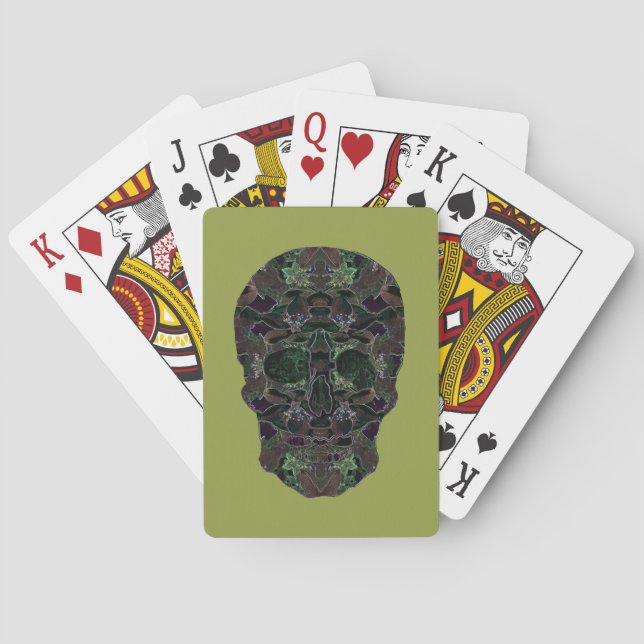 Green Skull Art Classic Playing Cards (Back)