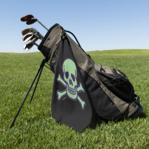 Green Skull black golf towel