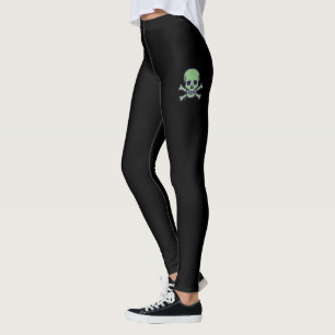 Green Skull black leggings