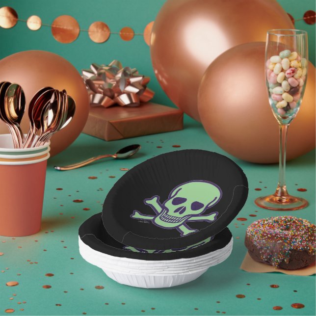 Green Skull black paper bowls Paper Plate (Multi)