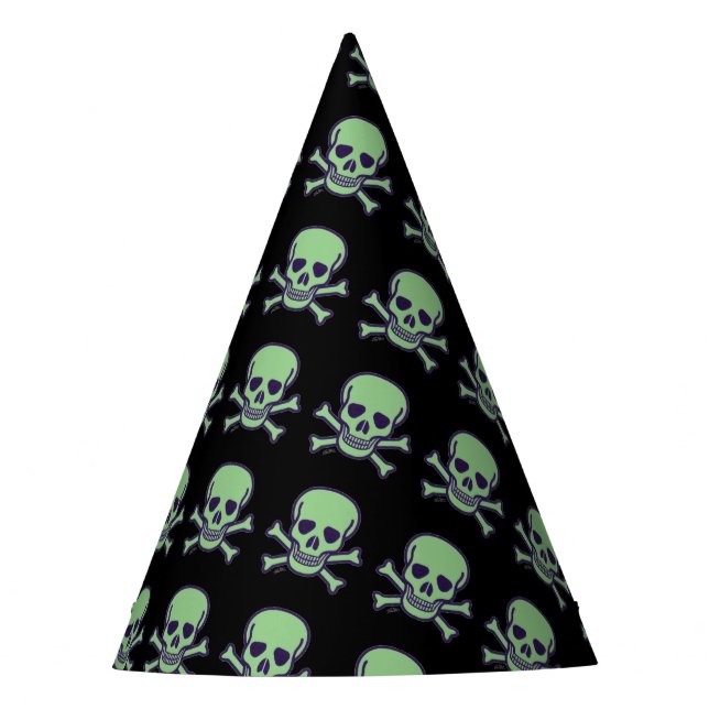 Green Skull black party hats (Front)