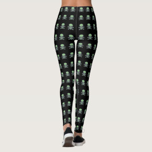 Green Skull black small skulls leggings