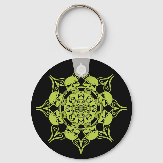 Green Skull Circle Key Ring (Front)