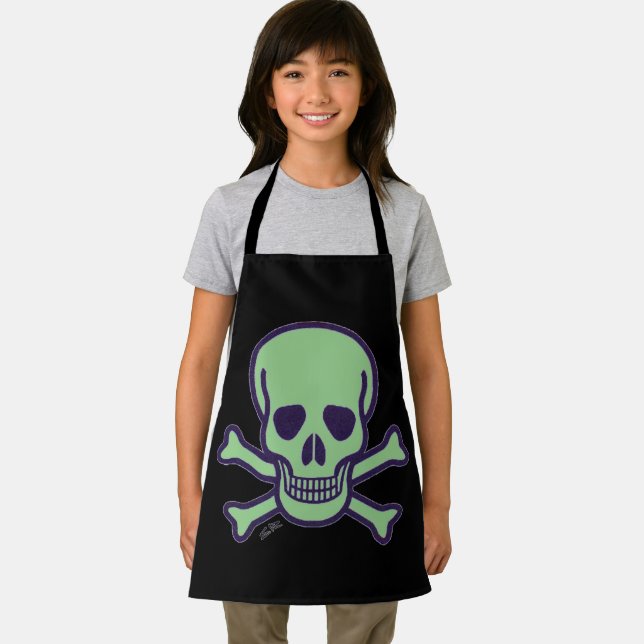 Green Skull girls chef apron (Insitu)