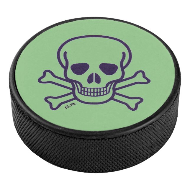Green Skull green hockey puck (3/4)