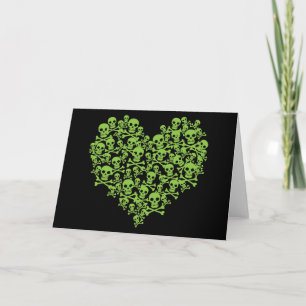 Green Skull Heart Card