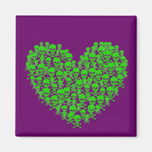 Green Skull Heart Magnet