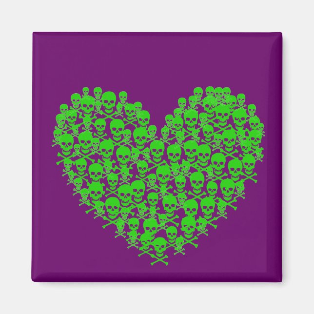 Green Skull Heart Magnet (Front)
