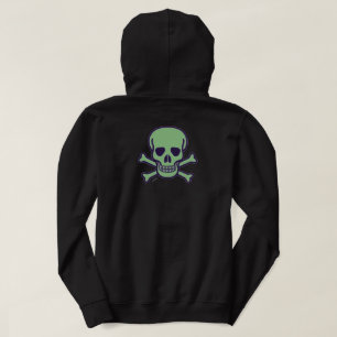 Green Skull men black hoodie back