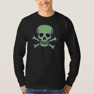Green Skull men black long sleeve T-shirt