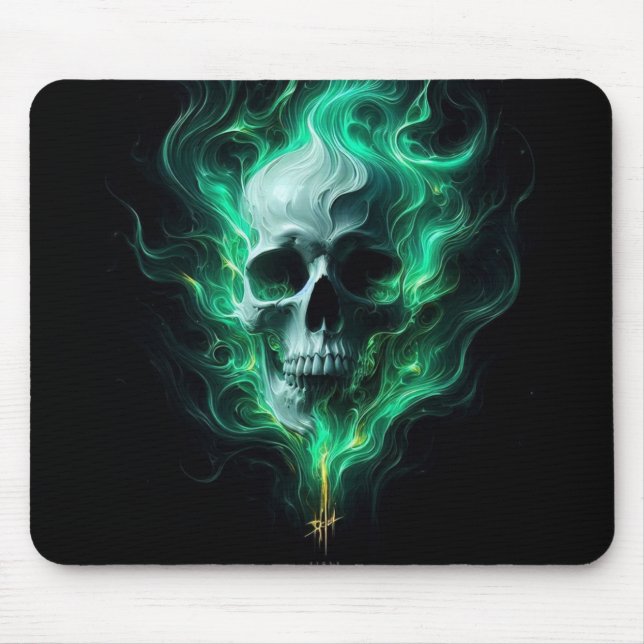 green skull mouse pad (Front)