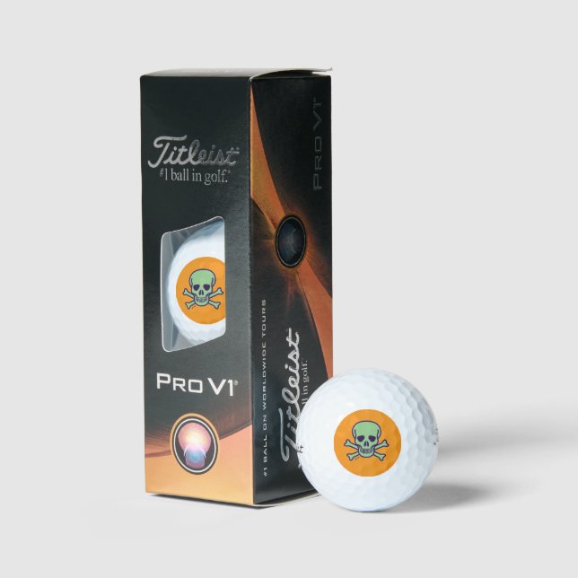 Green Skull orange Titleist Pro golf balls 3 pk (Packaging)
