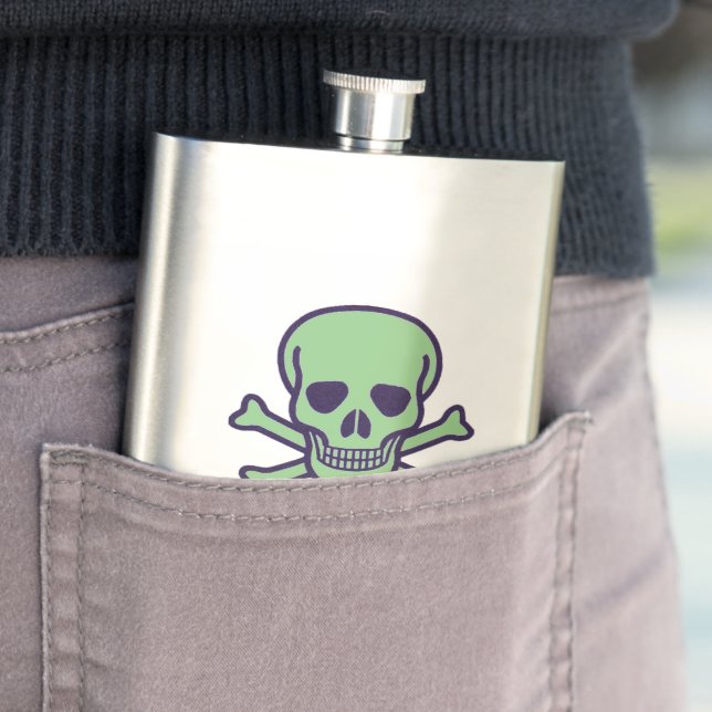 Green Skull stainless steel flask (In Situ)