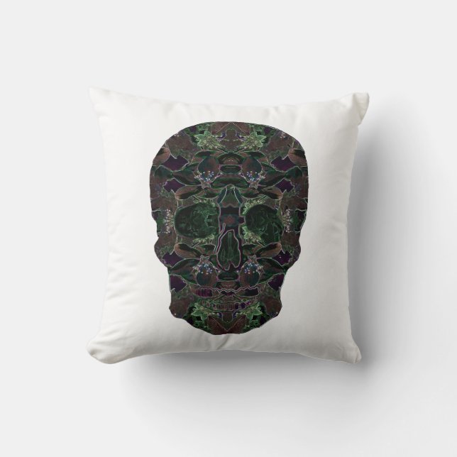 Green Skull Throw Cushion (Front)